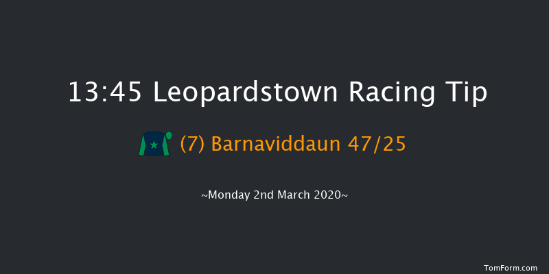 Connolly's RED MILLS Irish EBF Auction Novice Hurdle Leopardstown 13:45 Maiden Hurdle 16f Sun 1st Mar 2020