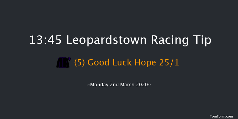 Connolly's RED MILLS Irish EBF Auction Novice Hurdle Leopardstown 13:45 Maiden Hurdle 16f Sun 1st Mar 2020