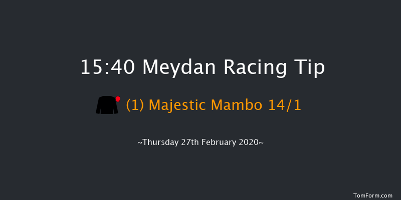 District One Residence Cup (Div 1) Handicap - Turf Meydan 15:40 1m 2f 9 run District One Residence Cup (Div 1) Handicap - Turf Thu 20th Feb 2020