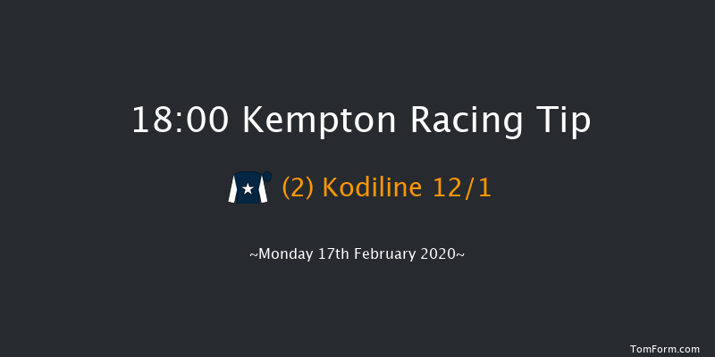 Bet At racingtv.com Handicap (Div 2) Kempton 18:00 Handicap (Class 6) 7f Sun 16th Feb 2020